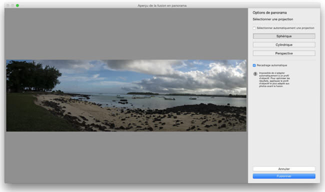 Prévisualisation du rendu sous Lightroom